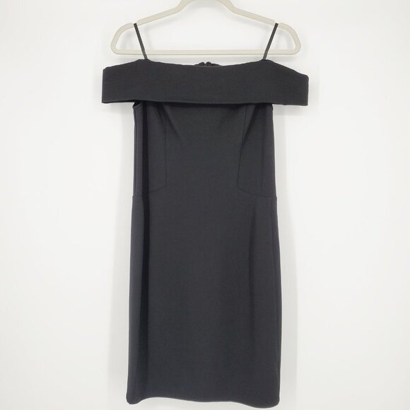 NWT‎ Halston Heritage Off-Shoulder Sheath Dress Little Black Dress Size 6 - Picture 2 of 11
